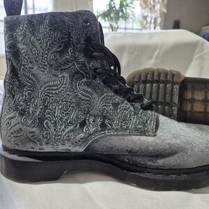 Dr. Martens Silver/Gray Brocade Embossed Unisex Boots